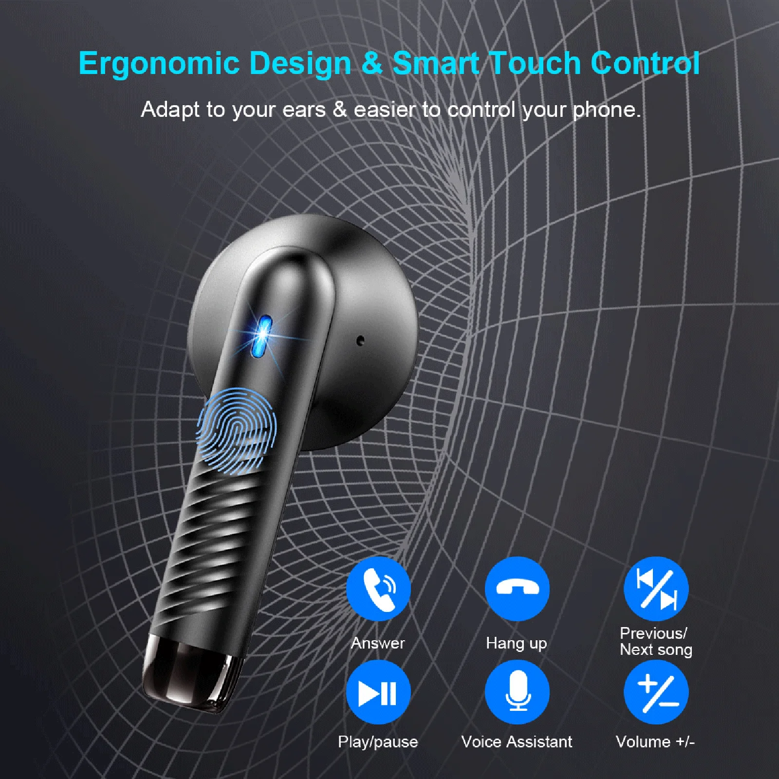 Wireless Earbuds Bluetooth 5.3 Earbuds Stereo Bass in-Ear Noise Cancelling Mic Earphones IP7 Waterproof Sports 40H Playback
