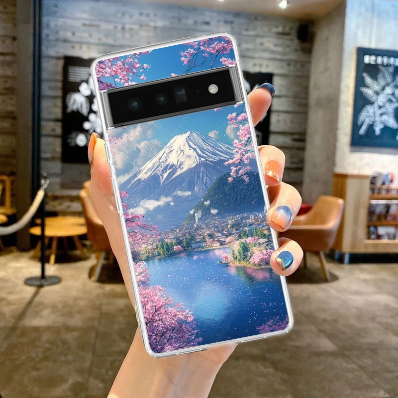 Japan Mount Fuji Painting Cherry Blossom Soft TPU Phone Case