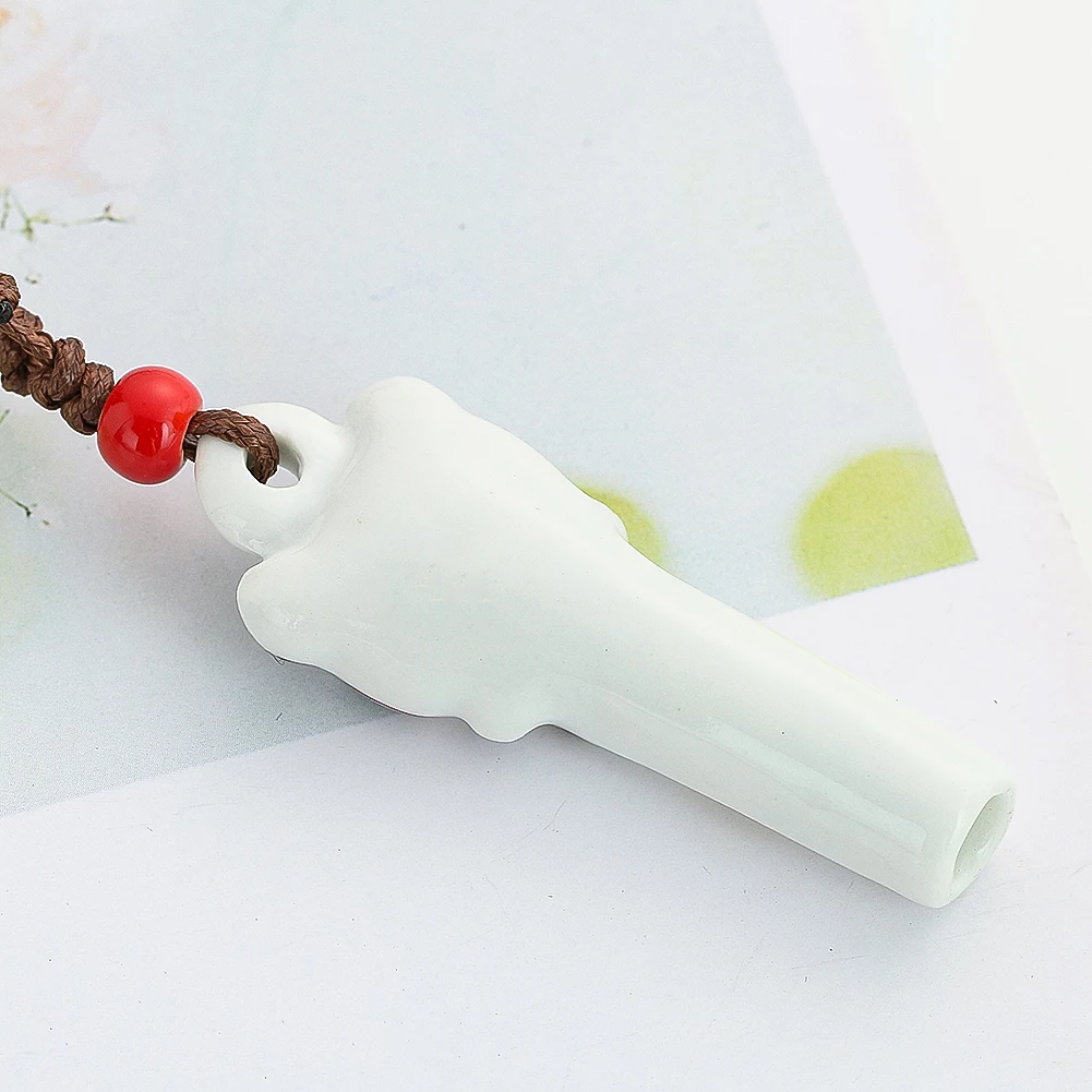 Ceramic Panda Whistle Necklace Cute Cartoon Colorful Printing Adjustable Rope Sweater Decoration Chain Children's Musical Toys