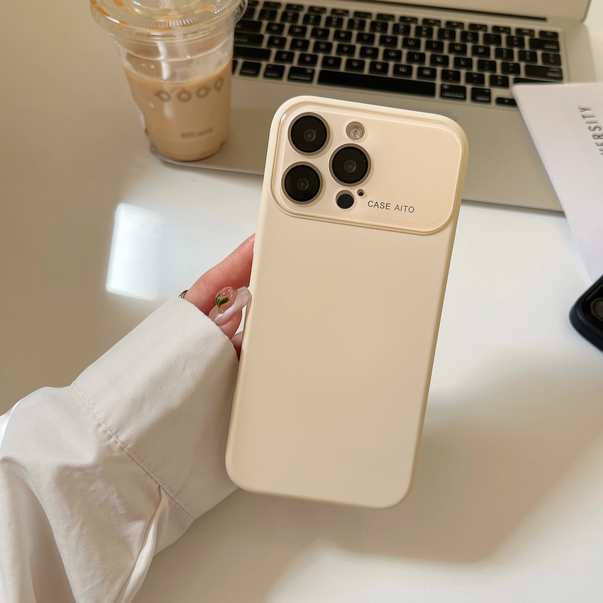 Lens Film Protection Matte Silicone Shockproof Solid Color Case with Large Window