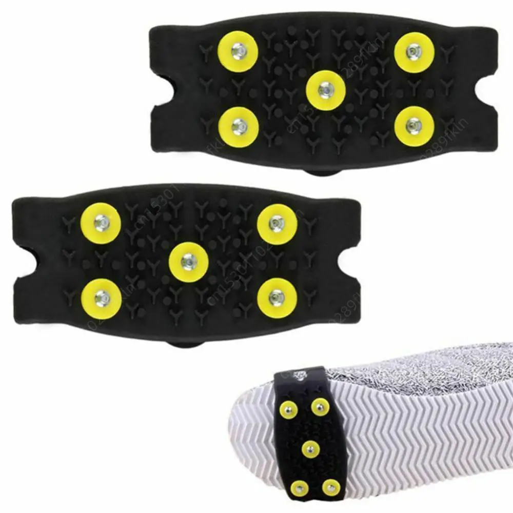 1 Pairs 5-Stud Snow Ice Claw Anti Slip Climbing Crampons Grips Unisex Shoes Boots Covers Outdoor Chain Shoe Spikes for Winter