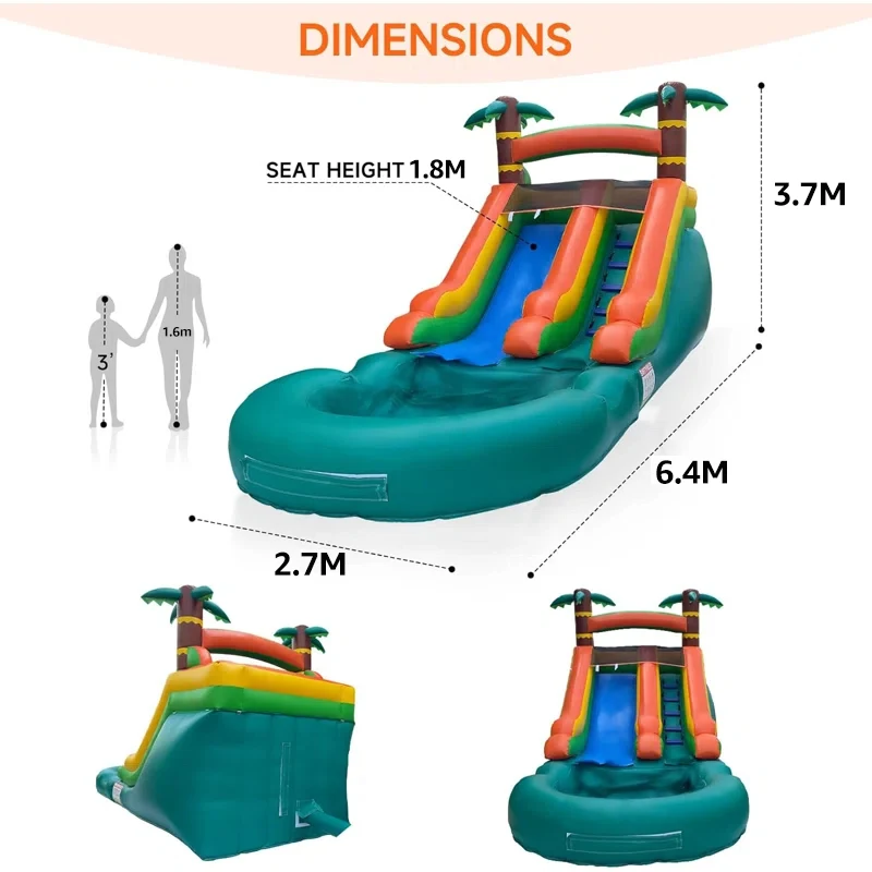 Grade PVC Commercial Use Inflatable Tall Jungle Water Slide With Pool for Kid and Adults Outdoor Backyard Summer Water Play