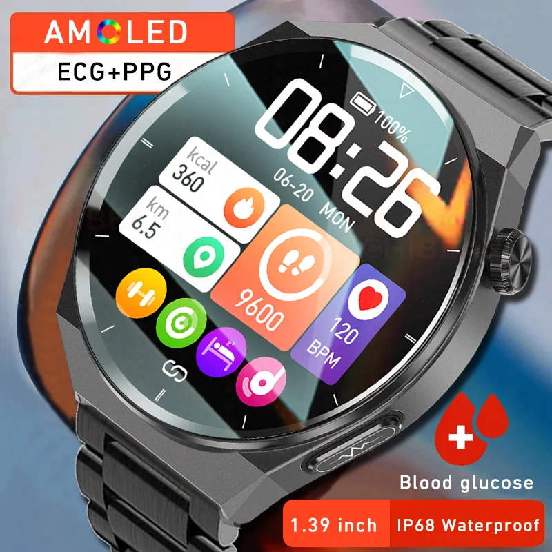 

Non-invasive Blood Glucose Smart Watch Men ECG+PPG Blood Pressure Blood Oxygen Health Watch 2023 New IP68 Waterproof Smartwatch