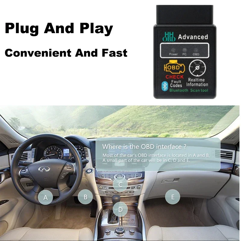 Mini ELM327 OBD2 Code Reader Scanner Bluetooth Car Fault Detector Engine Diagnostic Tool V1.5/V2.1 For Automotive Motorcycle