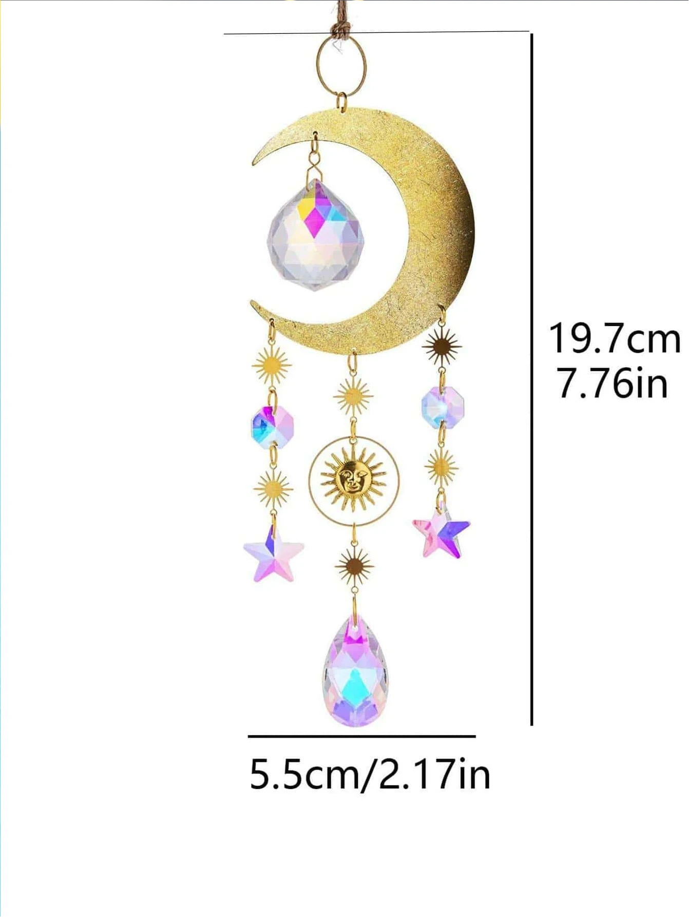 1pc moon stars crystal pendant crystal sun catcher hanging window home decor light shadow wind chime