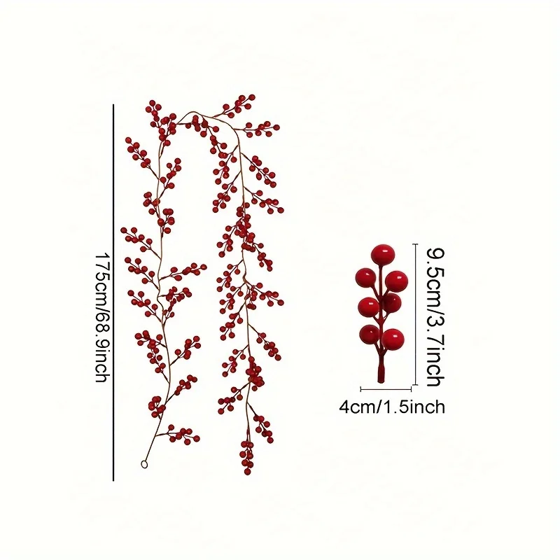 Artificia Red Berries Christmas Decoration Vine Flowers 88/74 inch artificial holly berries For Decoration Party Home Table Ornaments Wreath DIY Gift