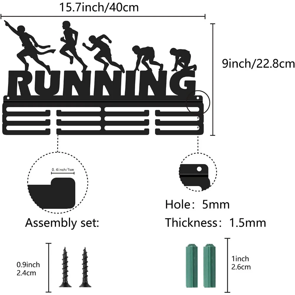 Running Medal Hanger Display Sports Medal Holder Over 60+ Medals Award Iron Holder Rack Frame Wall Mounted Hanging for Medalist