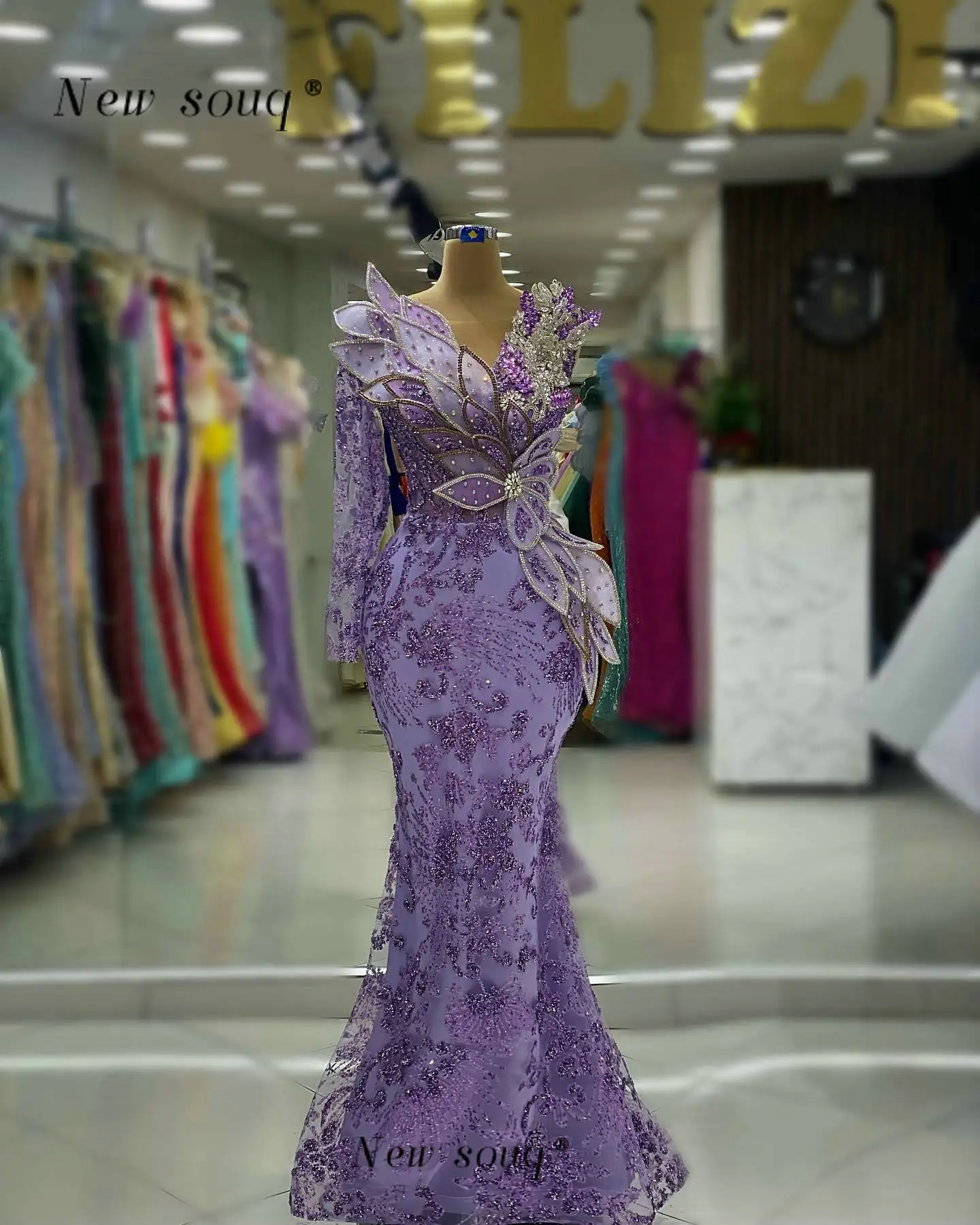 

Женское вечернее платье на одно плечо, фиолетовое платье с объемными листьями и блестками, элегантное официальное платье-Русалка с кристаллами для свадебной вечеринки