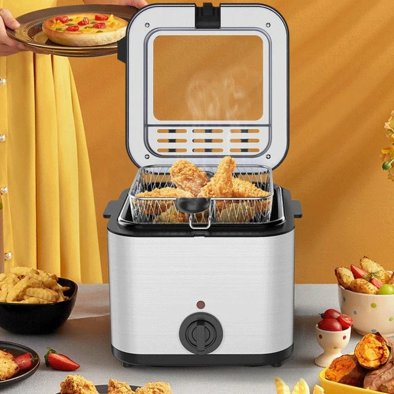 US/UK/EU 2L Stainless Steel Smart Air Fryer 110-220V Manual Electric Deep Fryer with Removable Basket Square Shape for Cooking 2