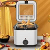 US/UK/EU 2L Stainless Steel Smart Air Fryer 110-220V Manual Electric Deep Fryer with Removable Basket Square Shape for Cooking 2