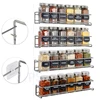 4/2PCS Spice Rack Organizer Wall Mount Storage Racks Space Saving Metal Seasoning Racks Kitchen Cabinet Door Spice Jar Organizer 4