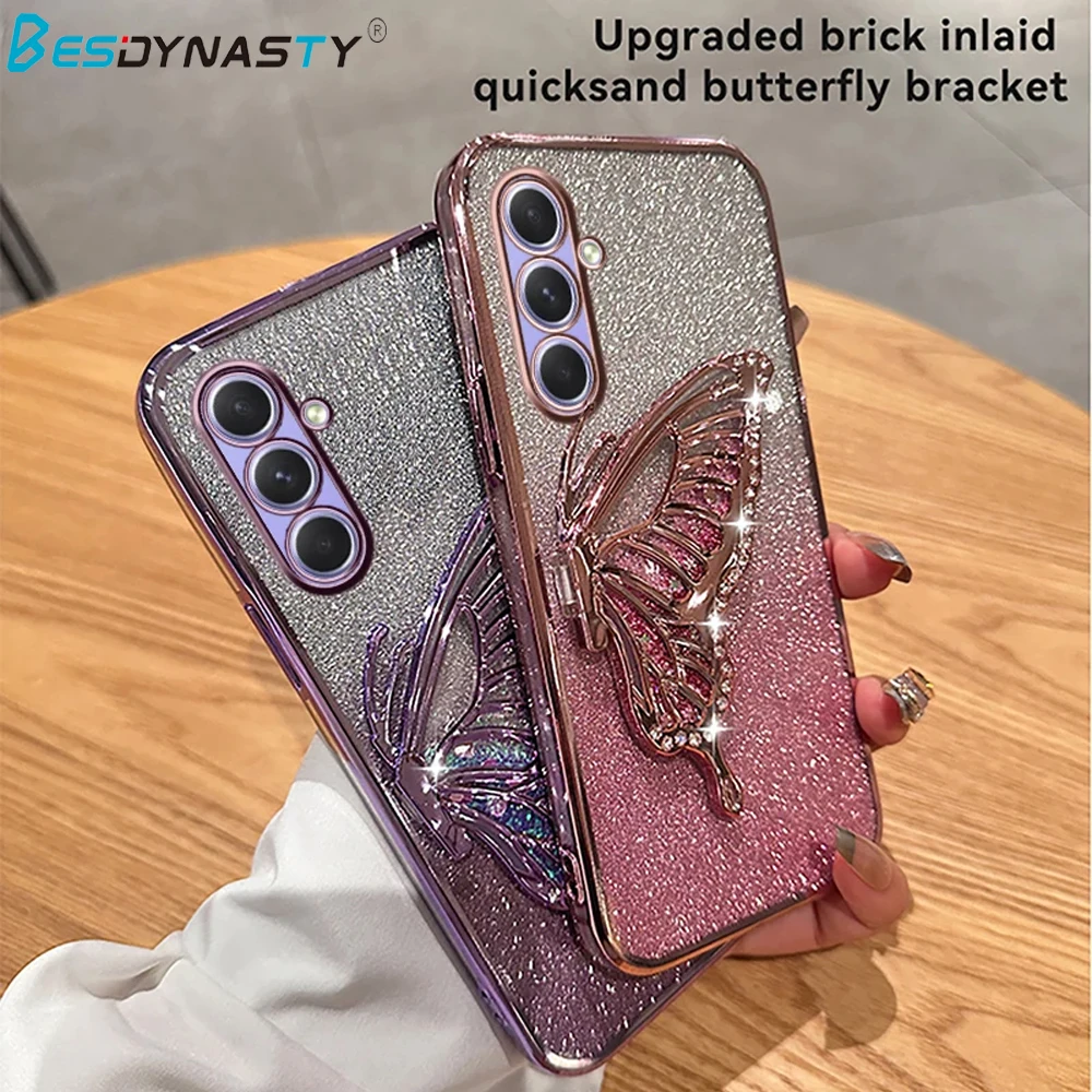 Glitter Butterfly 3D Liquid Sand Phone Holder Case