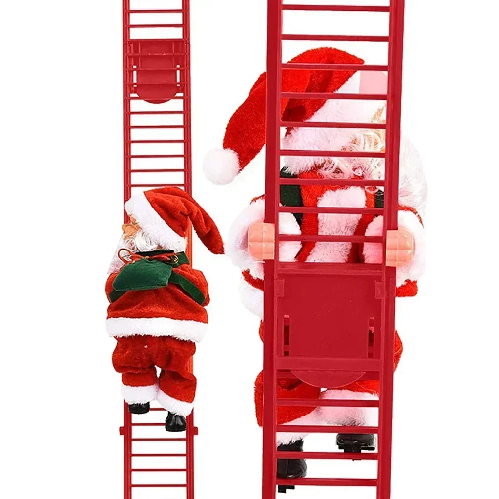 Electric Climbing Ladder Santa Claus NewYear Gift Christmas Ornament Decoration For Home Christmas Tree Hanging Decor With Music