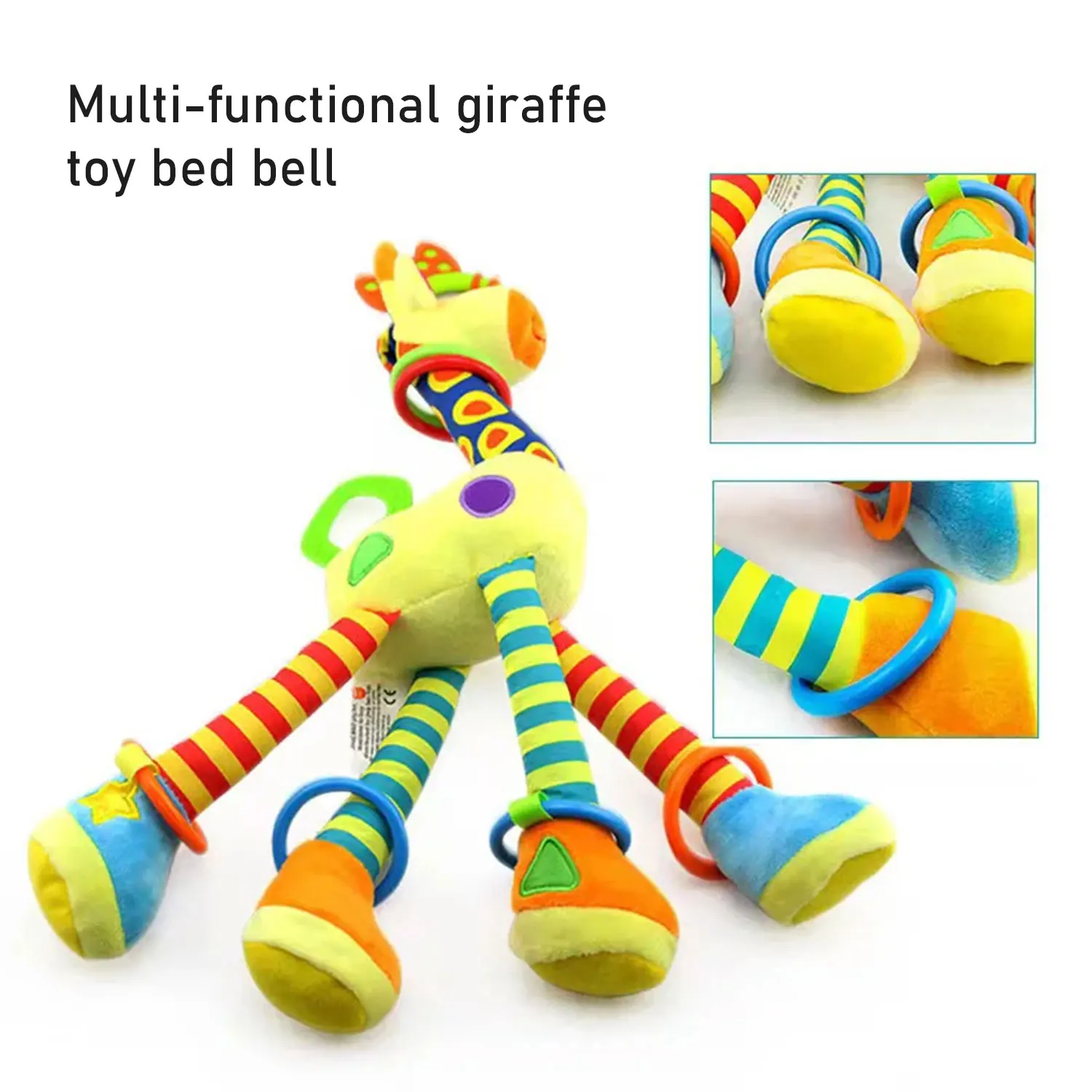 6Types Baby handheld toys rattle music Teether can bite Baby grip training Crib bell Stroller hanging bell Giraffe gift - Image 6
