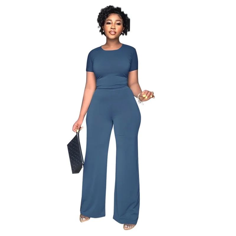 Sexy Casual 2 Piece Set Summer Autumn Women Short Sleeve Top And Pants Suits Sets Outfits Tight Fashion Vintage Streetwear women s temperament commuting dress elegant geometric print v neck ruffle short sleeve tight fitting wrap buttocks midi dress