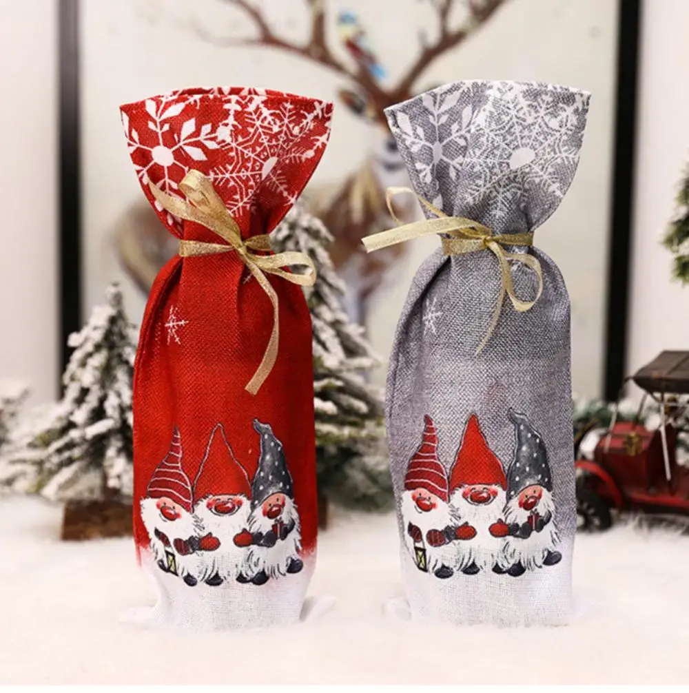 Christmas Wine Bottle Cover Merry Christmas Decor For Home Christmas Gnomes Table Decor Xmas Gift Happy New Year Navidad 2024