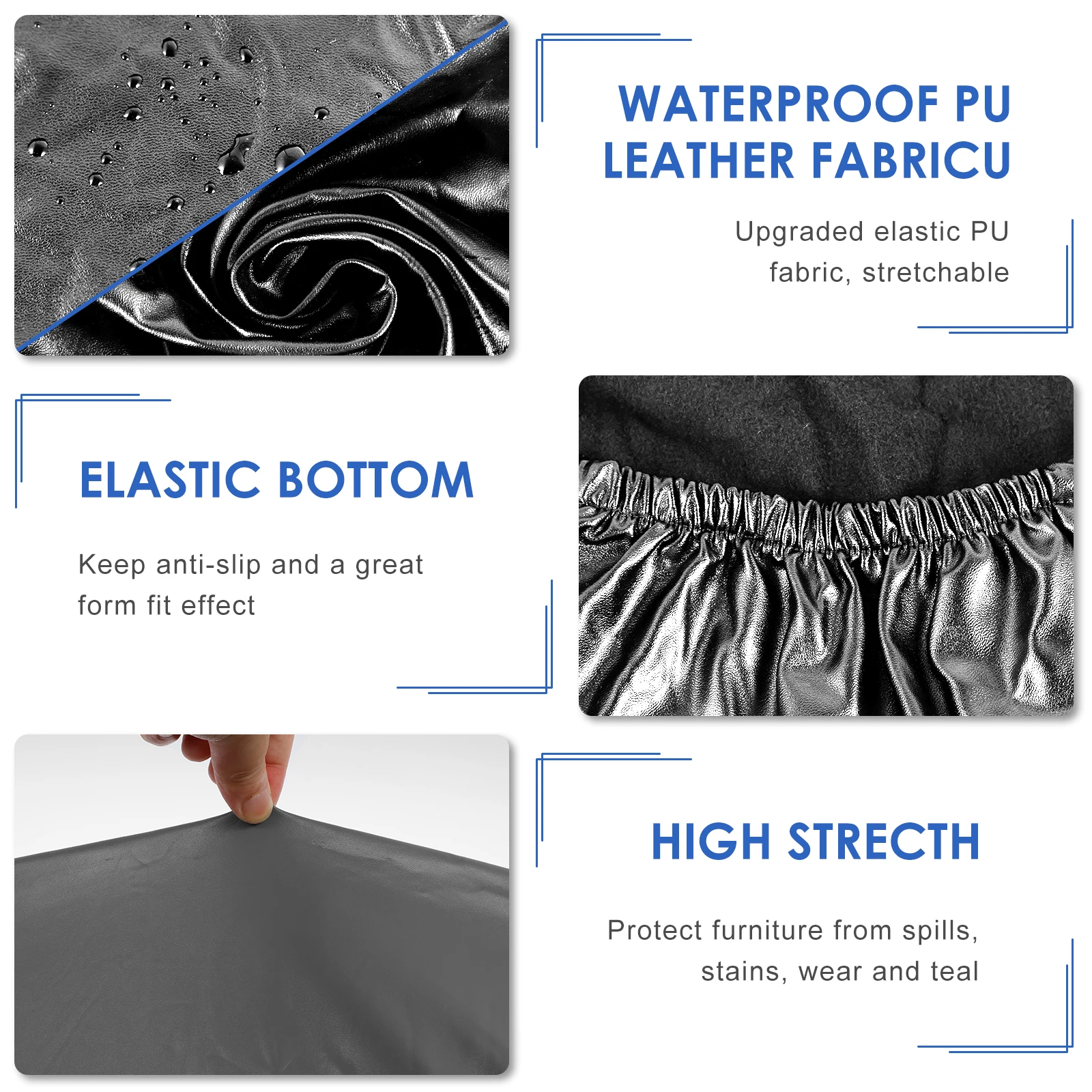 Stretch Bench Cover PU Dustproof Piano Bench Seat Cover Bench Protector Slipcover Elegant Furniture Decoration for Dining Bench