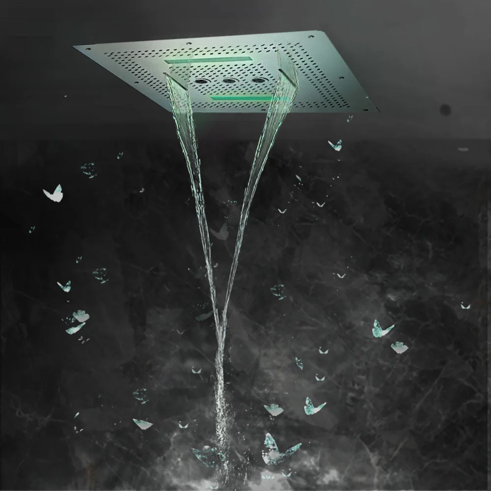 Description Picture 6 of itemThermostatic Concealed Shower System Bathroom For LED Ceiling Rain Shower Head Waterfall 6-way water outlet Faucet Massage Jets