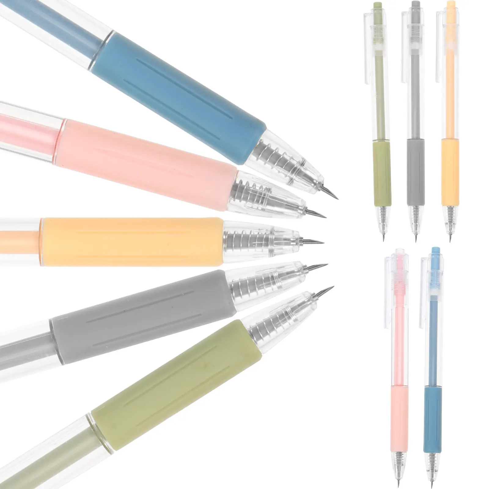 5Pcs 펜 모양 종이 커터 DIY Scrapbooking 봉투 오프닝 사무실 학교를위한 플라스틱 스테인레스 스틸 실리콘 안전 커터