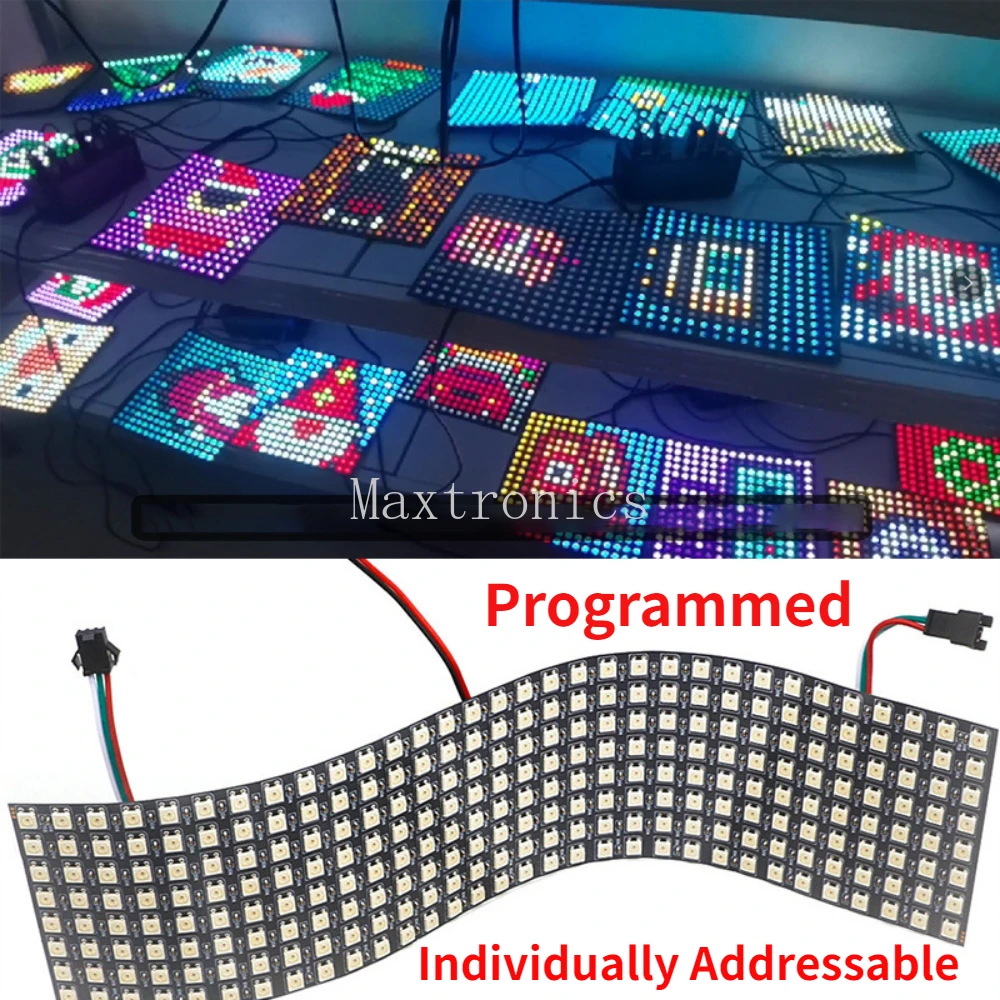 DC5/12V WS2815 WS2812B Matrix Panel Screen Digital Flexible LED Pixel Programmed Individually Addressable Full Color Display