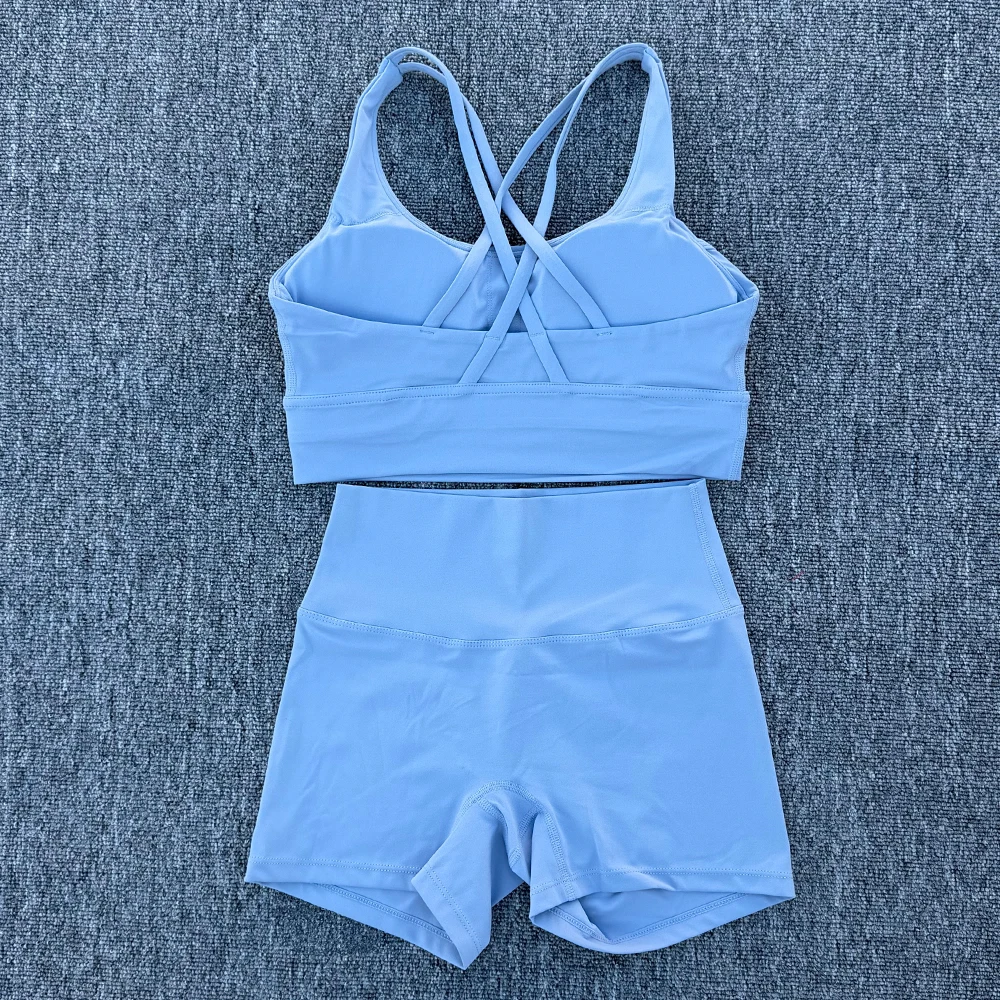 2 Piece Yoga Clothes Women's Tracksuit Athletic Wear Fitness Suit Gym Workout Push Up Clothes Sports Bra Yoga Shorts Suit