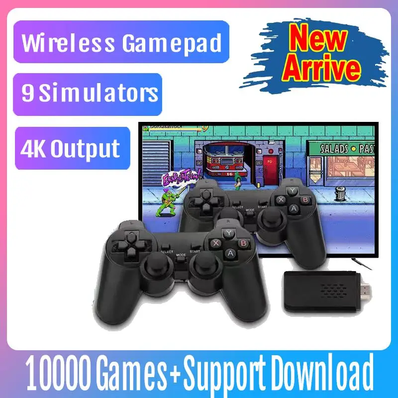 

New Video Game Console 2.4G Wireless Double Controller For PS1/FC/GBA 4K HD Retro TV Dendy Game Player 10000 Games Stick New