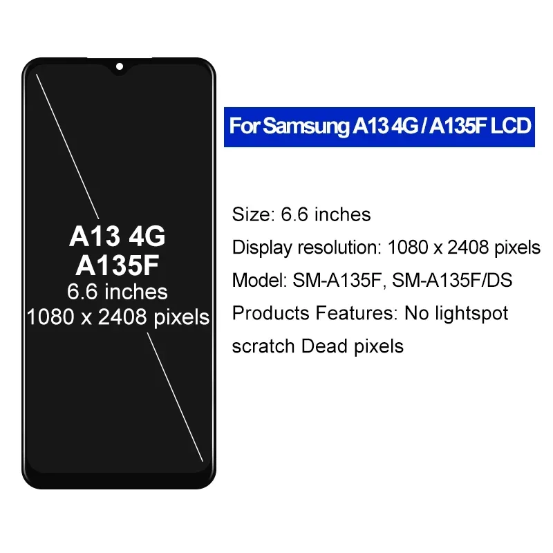삼성 갤럭시 A13 LCD 교체용 터치 스크린 디지타이저, 4G LCD A135 A135F 디스플레이, 6.5 인치 스크린