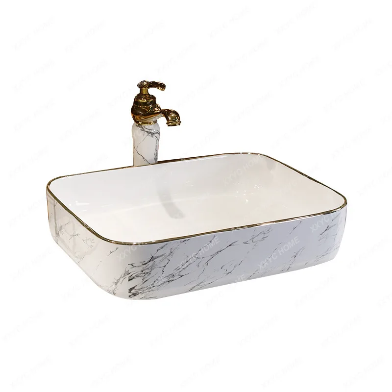 

Table Basin Household Washbasin Ceramic Art Inter-Platform Basin Balcony Bathroom Nordic Style Wash Basin