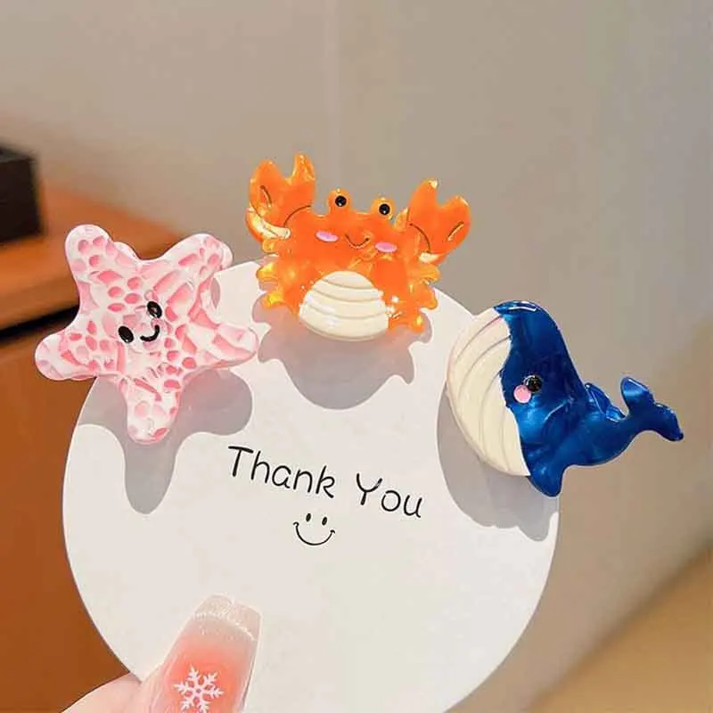 8/6/4Pcs Acetate Ocean Animal Hair Clips Summer Beach Non-Slip Hair Claws Crab Starfish Whale Hair Accessories for Women Girl