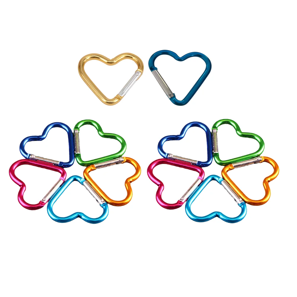

12 Pcs Carabiner Keychain Heart Shape Aluminum Alloy Clip Climbing Hiking Hammock