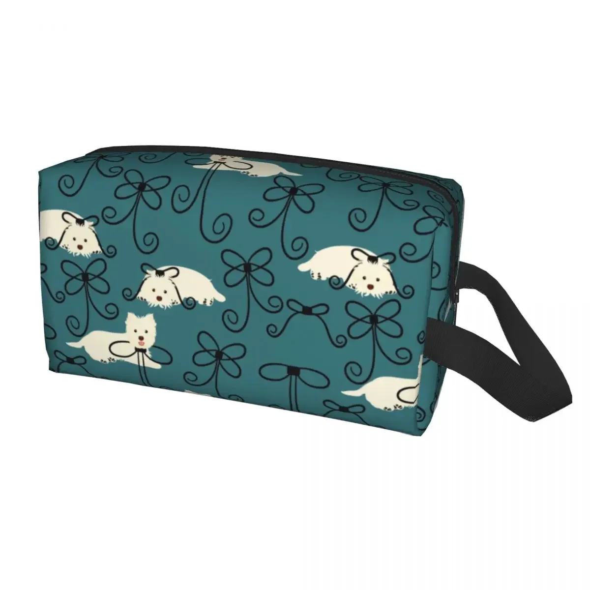 

Женская косметичка West Highland White Terrier с бантом, дорожный органайзер для косметики, модная женская косметичка в виде собаки