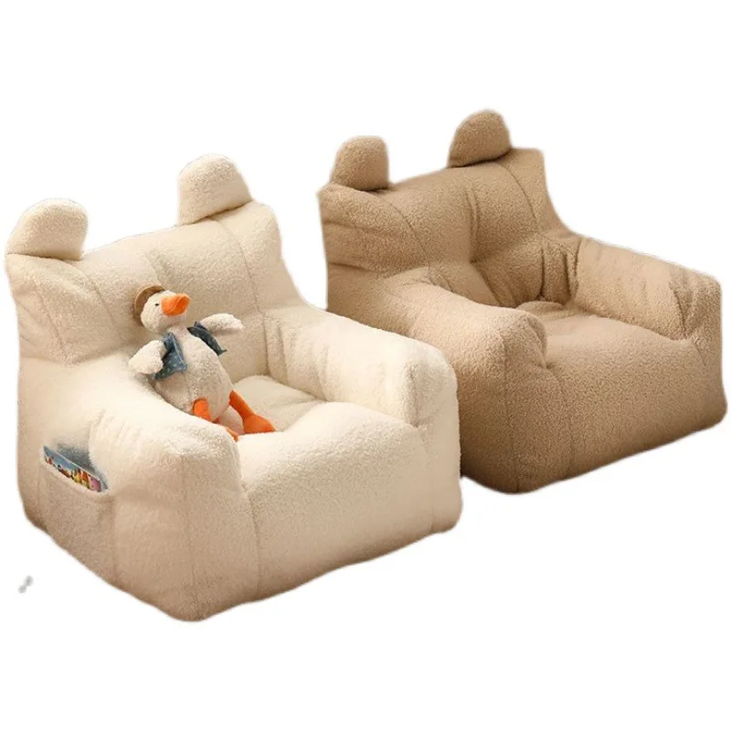 Eco-friendly Nordic Simple Living Room Soft Comfortable Backrest Person Single Sofa Chair Cute Bean Bag Baby Small Sofas single sofa chair