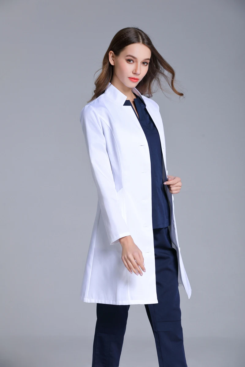 Autumn Women's Stand Collar Anti-wrinkle Long Sleeve Lab Uniform Dental Clinic Doctor's Outwear Slim Fit medical lab coat