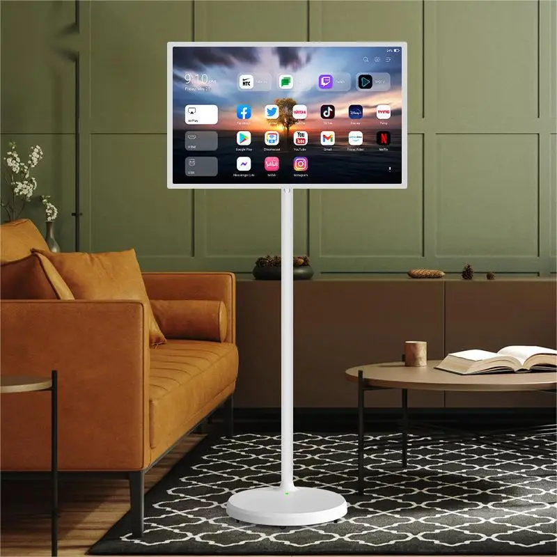 24 인치 안드로이드 12 이동식 스마트 스크린, 8G + 128G 메모리, 8 코어 CPU, FHD1920 디스플레이, 배터리 구동 대기 TV, 무료 배송