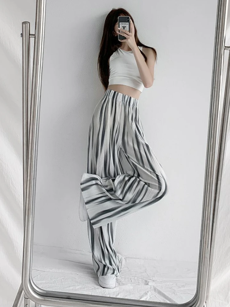 Women Sweatpants Wide-legged Pants Streetwear Korean Pleated High Waisted Trouser Y2k Pants Kawaii Clothing Tie-dye Loose New
