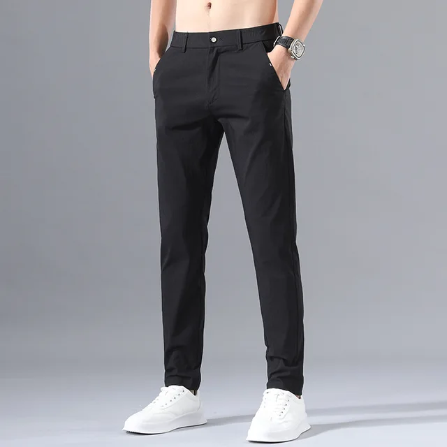 Slim fit high-end ice silk chinos and khakis trousers for men