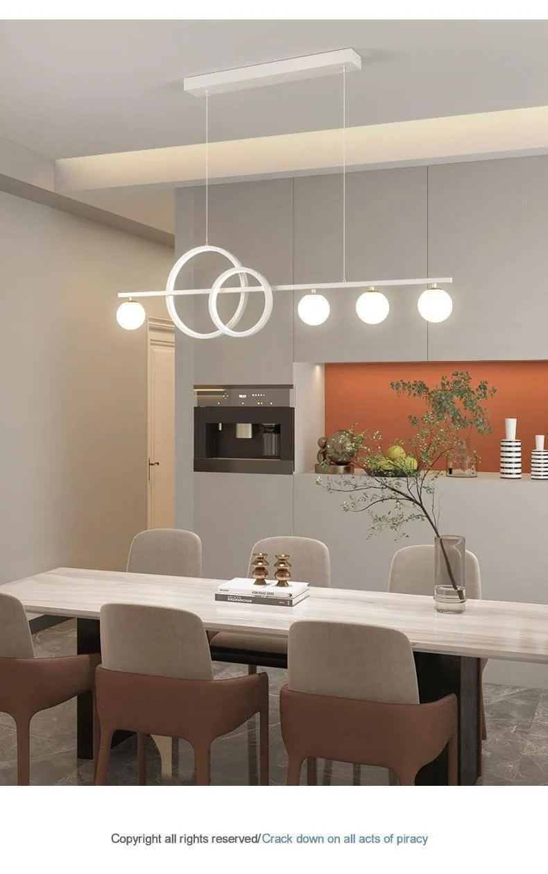 Description Picture 6 of itemModern Light Luxury LED Chandelier Glass Lampshade Line Chandelier Living Room Dining Room Home Decoration Lighting Lamps