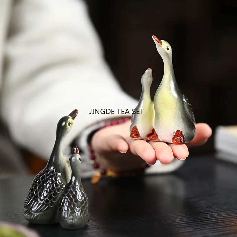 Color-changing Swan Tea Pet Alabaster Can Be Raised Tea Pet Tea Table Ceramic Crafts Ornaments Heat Can Change Color