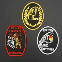 Germany Biker Club Patches Regensburg Bones MC Embroidered with Hook Backing Leather Vest Decoration Accessories Appliques 1