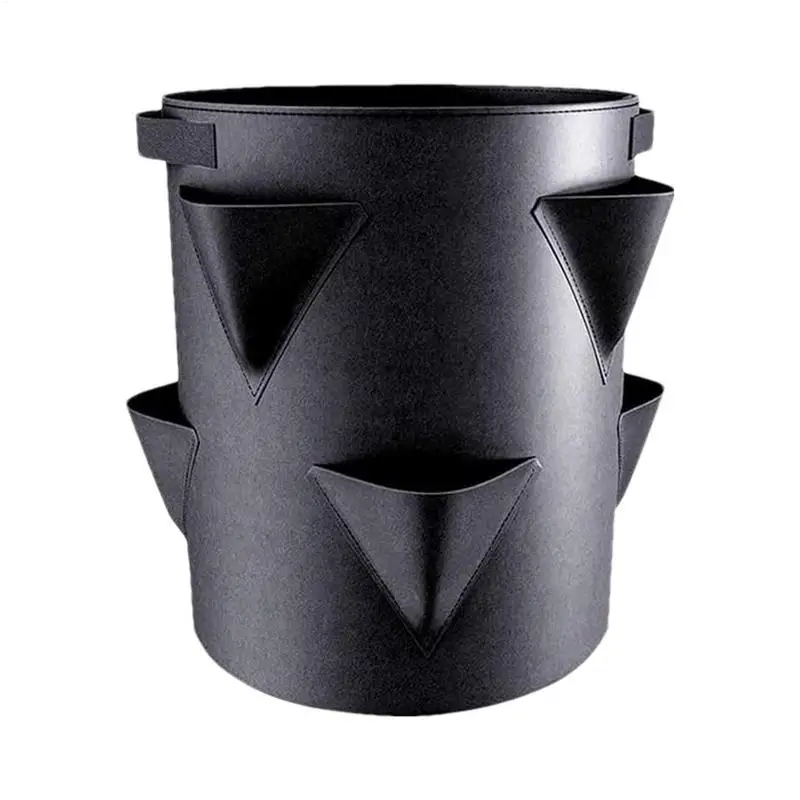 strawberry planting bag 7 Gallons Grow Bag With 6 Side Grow Pocket Portable Tomato Planting Bags Strawberry Pots Planting Pots