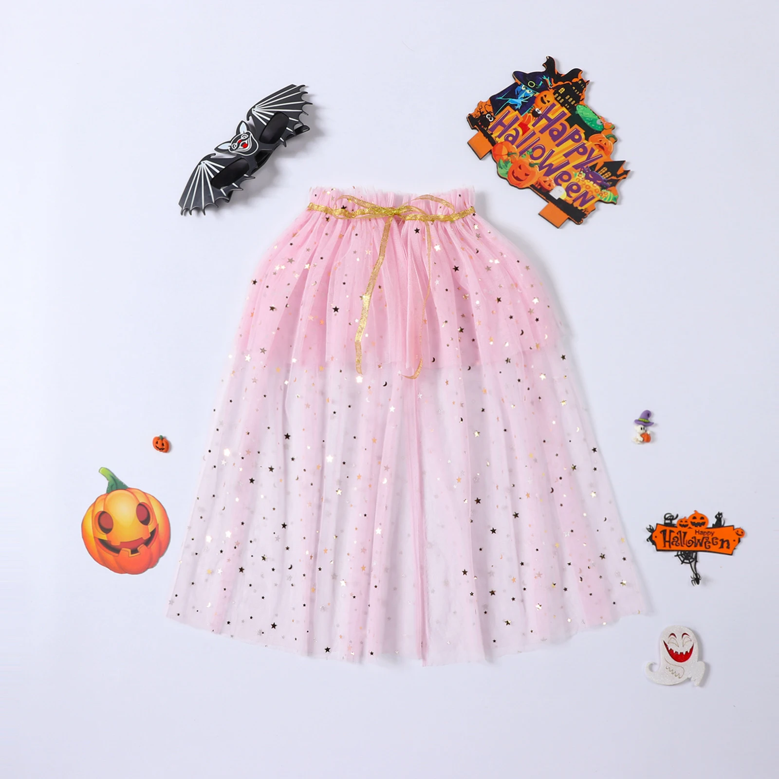 Toddler Baby Girls Sequins Mesh Princess Capes Costumes Stars Moon Round Collar Ponchos Toddler Role-Playing Cosplay Accessories