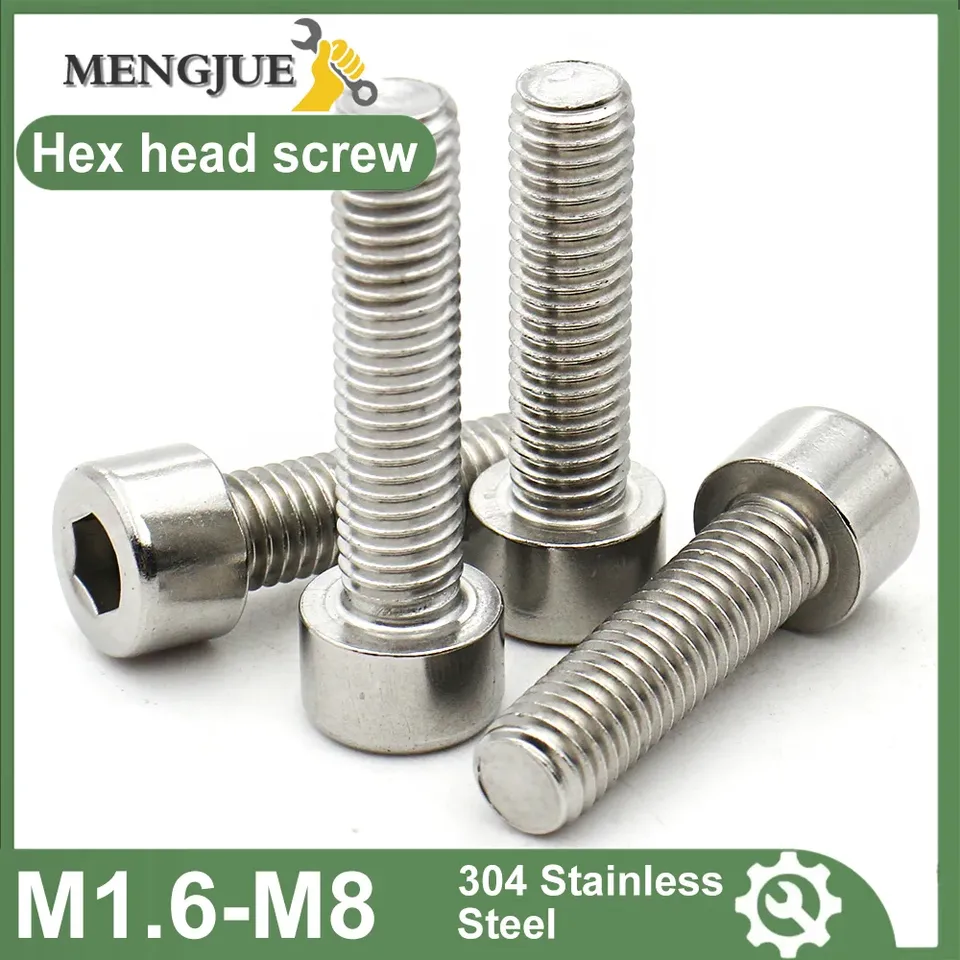 50-5pcs M1.6 M2 M3 M4 M5 M6 M8 CM 304 A2-70 Stainless Steel Hexagon Hex Socket Cylinder Cap Head Screws Bolt DIN912 L=3-60mm
