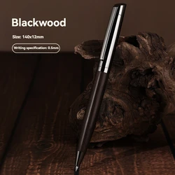 Elegant Metal Ballpoint Pen with Wooden Barrel for Smooth Writing - Black Ink (Black)