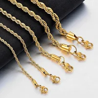 High Quality 2/3/4/5MM Classic Twisted Rope Chain Stainless Steel Necklace No Fade Fashion Jewelry Accessories For Men Women 4