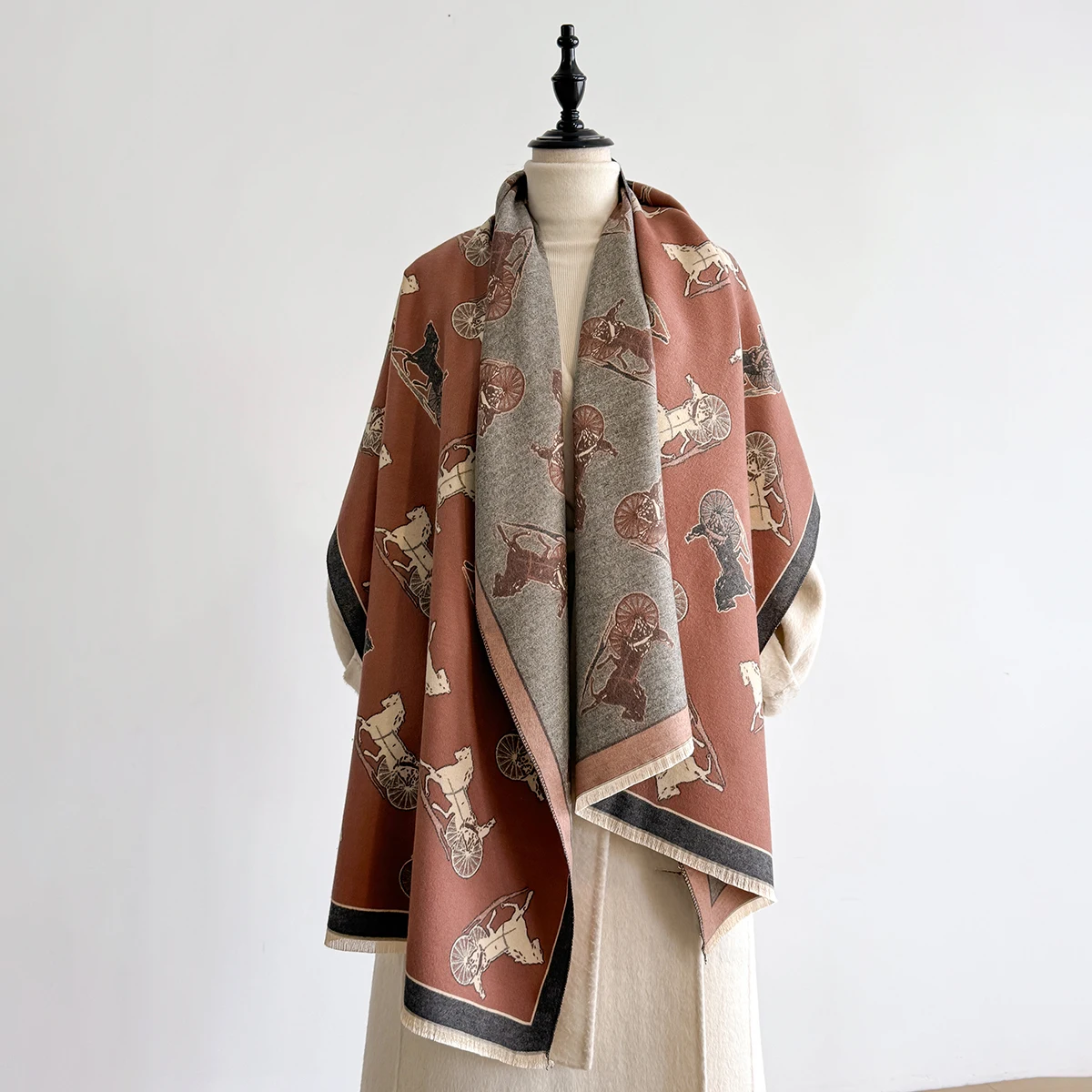 2025 Luxury Brand Winter Cashmere Scarf for Women - Tasseled Grid Printed Shawl, Warm Pashmina Wrap & Foulard Poncho