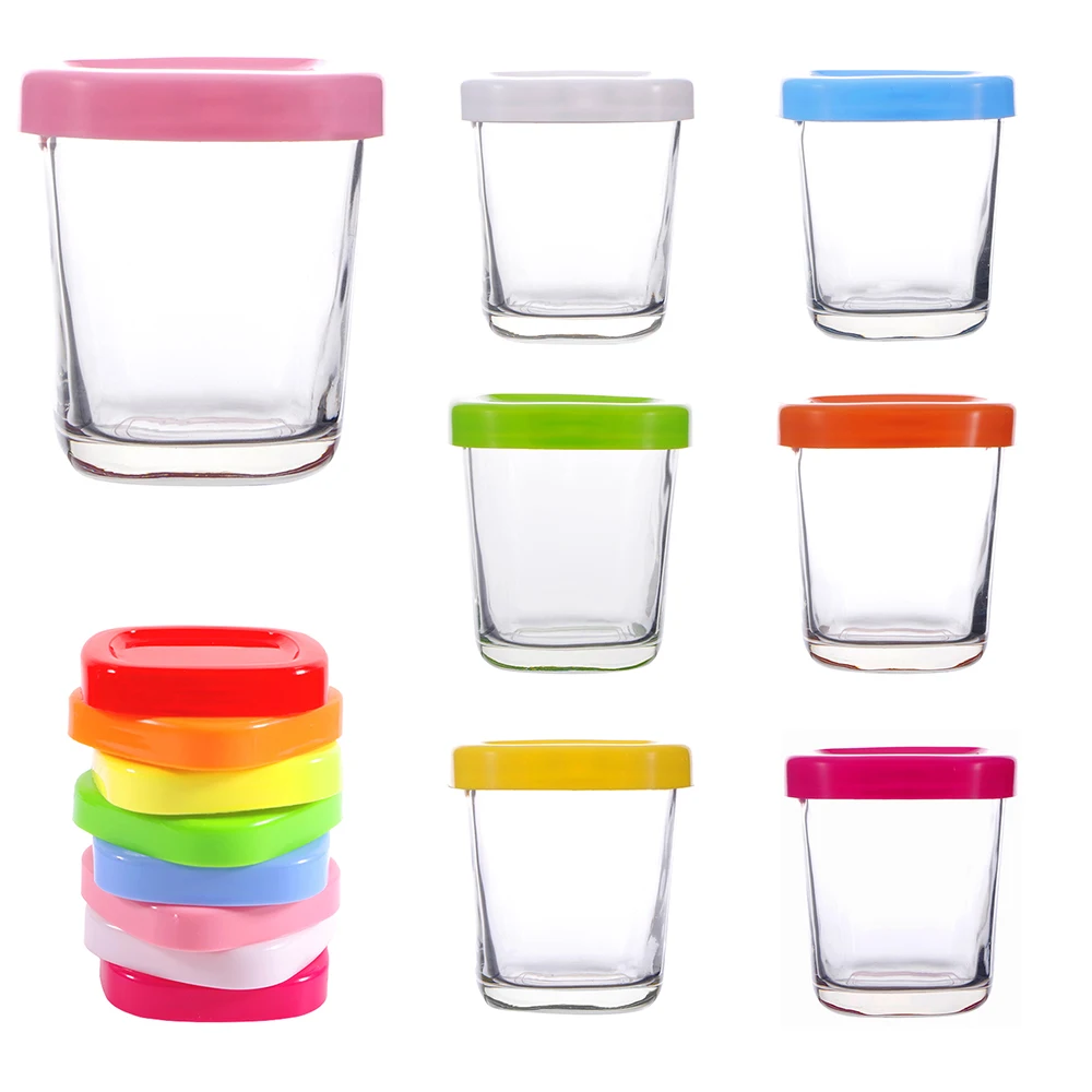 MiniYogurtJarsReusable5ozGlassFavorPuddingJarswithLidsGlass