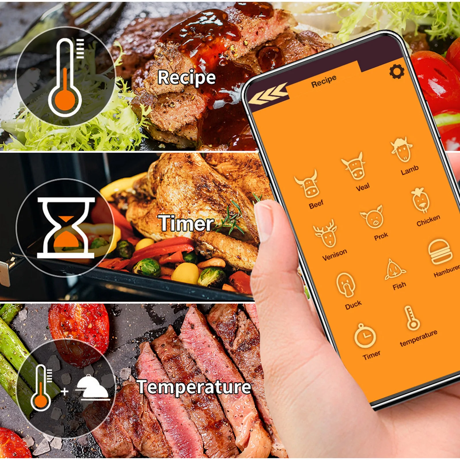 Home Outdoor Bluetooth Smart Cooking Kitchen Thermometer for Grill - China  Thermometer Contec, Thermometer BBQ