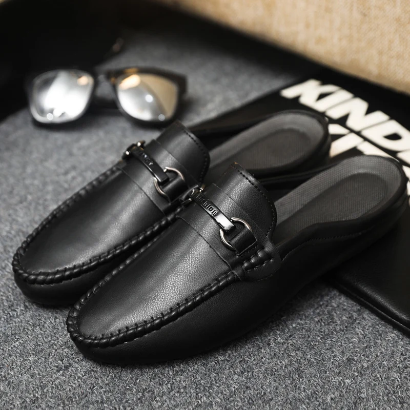 Plus Size 45 46 Offene, lässige Halbschuhe für Herren, Pantoletten, Loafer, Hausschuhe, geschlossene Zehenpartie, Sandalen zum Hineinschlüpfen_voghion.com