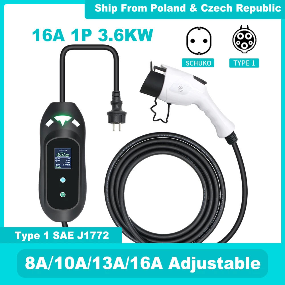 Chargeur portable EVSE 10/16A Schuko vers Type 2