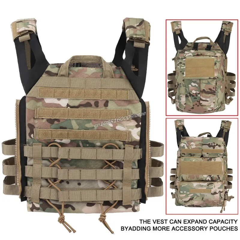 JPC 플레이트 캐리어 2.0 전술 조끼 사냥 경량 퀵 릴리스 바디 아머 Molle Zip-on 패널 파우치 Airsoft Molle Gear